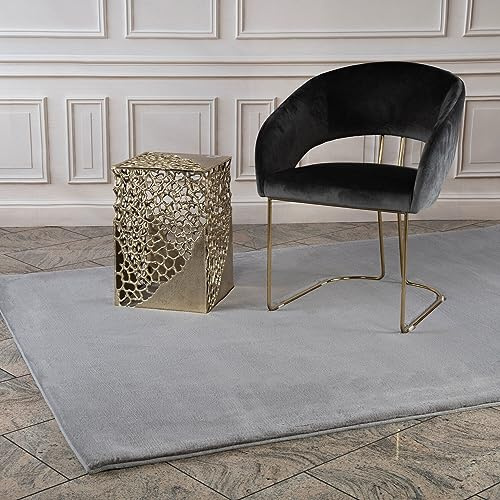 carpet city Hochflor Teppich Wohnzimmer - Einfarbig Grau - 200x290 cm - Super Soft Polyester, Samtig-Flauschiger Flor - Fell-Teppiche für Schlafzimmer, Esszimmer, Arbeitszimmer
