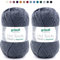 theofeel Set | 2x50g Merino Sockenwolle mit Kaschmir | Gründl Hot Socks Pearl 03 grau anthrazit | Strumpfwolle mit Kaschmirwolle | Cashmere Sockengarn zum Stricken oder Häkeln