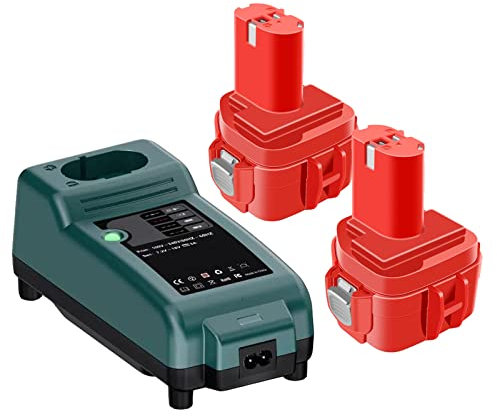 BATTOOL 2 × 4,0Ah Akku für Makita 12V mit Ladegerät, 12V 4Ah Ni-MH Akku, 1220 1222 PA12 1233S 1234 1235 1235B 1235F 192696-2 192698-8 192698-A 193138-9