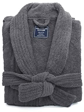 Ramesses Bathrobe Mens,Premium Thick Terry Cloth Bathrobe,Towel Bath robe Long–Staple Combed Men's Cotton Robe(Dark Grey)