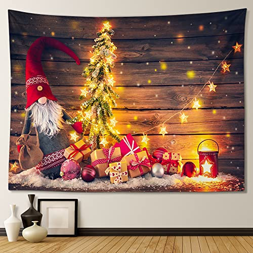 JOTOM Weihnachtstapisserie 150 x 130 cm, Wandbehang, Decke, Winter-Zwerg, Weihnachtsbaum-Wandteppich, Weihnachts-Party-Dekorationen, Wandkunst für Wohnzimmer, Schlafzimmer, Wohnheim, Heimdekoration,