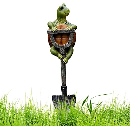 Sysdisen Gartenfiguren aus Harz, Frosch Schildkröte Hase Gartenfigur Dekoration | Gartendekoration Outdoor-Statue mit Schaufel für Hinterhöfe, Geschenk für Freunde, Lieben