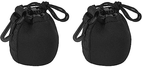PATIKIL Kameralins Väska, 2st 2,8 IDx3.9 H Dragsko Objektiv Fodral med Tjocklek Neoprenskydd, Linser Fodral för DSLR Kamera Svart, Svart