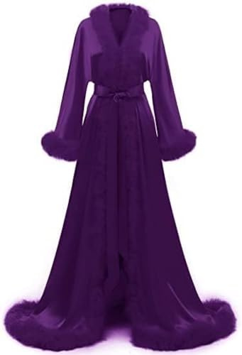 Damen Satin Robe Nachthemd Bademantel Nachtwäsche Brautrobe Mit Gürtel,K,S