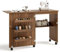 CASART 2-In-1 Sewing Table, Foldable Hobby Craft Table with Open Shelves & Rolling Casters, Multipurpose Sewing Machine Cabinet Computer Desk (Brown)