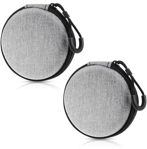 2 Stück Kopfhörer Tasche Klein - Aufbewahrungstasche Mini Hülle Kabeltasche Festplatten Reiseelektronik Schutz USB Ladekabel SD Karte (2 × Rund)