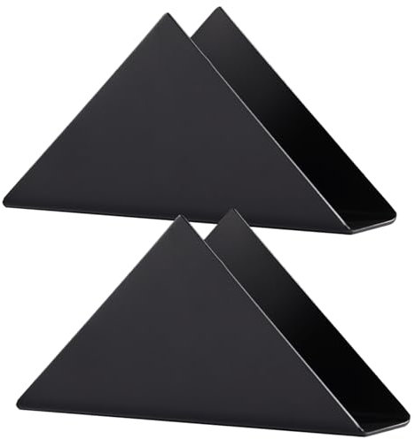 FAELNK Portatovaglioli in Acciaio Inox 2 pezzi Porta Tovaglioli in metallo Portatovaglioli Verticale Design Triangolare per Piani Cucina Tavoli da Pranzo Tavoli da Picnic Cucina Bar Nero