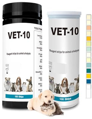 Hzutloer 100 Stück Urintest für Katzen und Hunde,Haustier Ketose Teststreifen für 10 Indikatoren, Schnelltest Urinanalysestreifen,Reagenzstreifen Haushalt für Katzen und Hunde