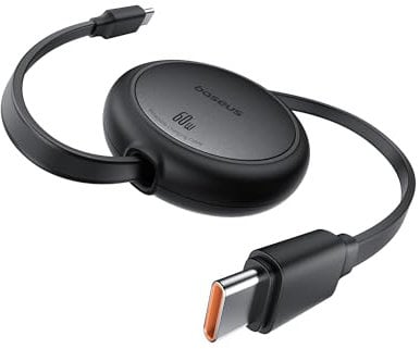 Baseus USB C auf USB C Kabel Rollbar, 60W 1m Mini Einziehbar Schnellladekabel, USB C Ladekabel für iPhone 16 15 14 Pro, Samsung Galaxy S25 S24 Ultra, MacBook, iPad Pro, Tragbar Leicht zu Verstauen