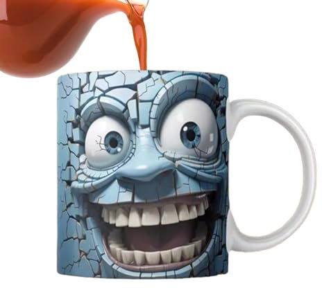 Tasse à café en céramique avec expression faciale, tasse en céramique innovante - Tasse créative en céramique avec visage - Tasse de voyage pour boissons chaudes ou froides, pour les
