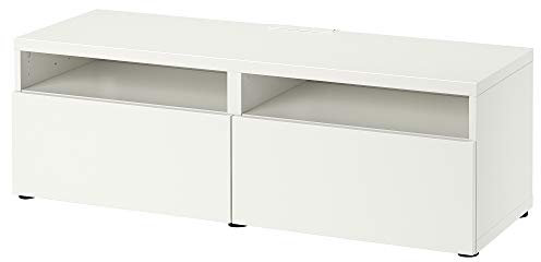 BESTÅ Banco TV con cajones, 120x42x39 cm, blanco/Lappviken blanco