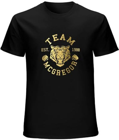 Team McGregor Tiger Conor McGregor T-Shirt Cotton Men Summer Fashion Black Tee L