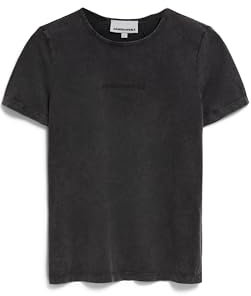 ARMEDANGELS Damen T-Shirt aus Bio-Baumwolle EBAANORA GMT DYE Slim Fit Black
