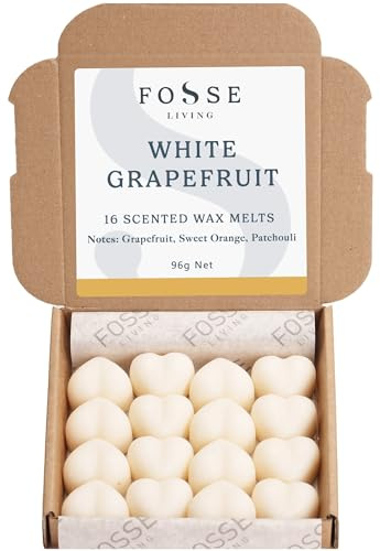 White Grapefruit Soy Wax Melts 16 Pack | Bright, Tangy & Uplifting | Natural, Vegan & Plastic Free | Up to 96 Hrs Scent | Pet Safe | Handmade in UK – Fosse Living