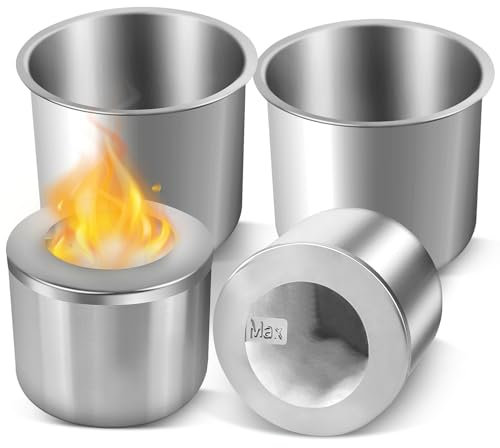 Bioethanol Brennertopf Ethanol Brennkammer Einsatz 2 Sets Edelstahl Ethanol Brenner Bioethanol Tischkamin Zubehör mit Keramikwolle Ideal um Selbst eine Kleine Feuerstelle zu Bauen DIY Deko