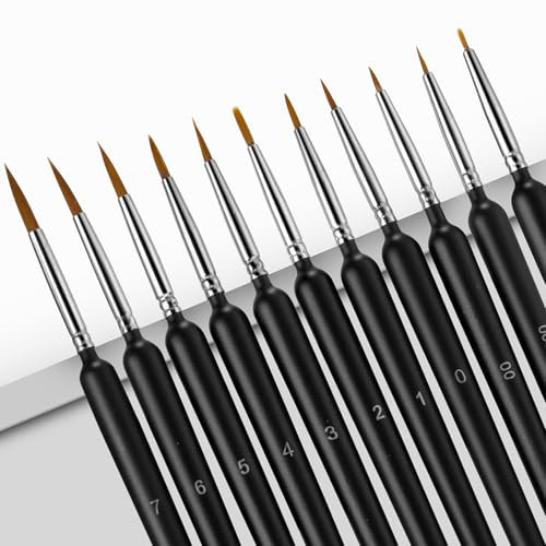 Ensemble Pinceaux Peinture – Ensemble de 11 Pinceaux pour Peindre des DéTails Fins pour Acrylique, Aquarelle, Miniatures, ModèLes, IdéAl pour Les Pinceaux Peinture Fins