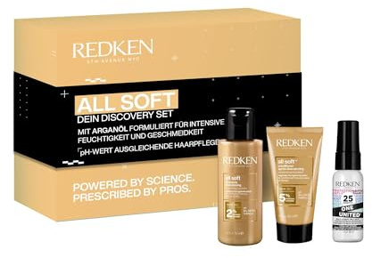 Redken Probierset mit All Soft Shampoo 75ml und Conditioner 50ml für trockenes und brüchiges Haar & feuchtigkeitsspendendes One United Multi-Benefit-Treatment 30 ml