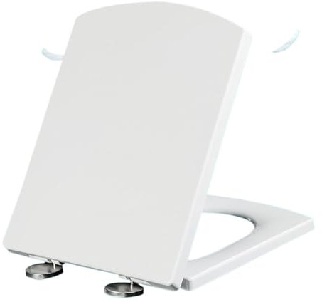 Standard-Toilettensitz, quadratischer Toilettensitz, obere Befestigung, Absenkautomatik, Toilettensitz, Toilettensitze, weißer, quadratischer Toilettendeckel, Toilettensitz for Badezimmer, obere Befes