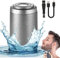 Elektrorasierer Herren, 2025 Neu Rasierer Herren Elektrisch, Tragbarer Mini-Elektrorasierer, 2 in 1 Wasserdicht Kabellos Rotationsrasierer für Gesicht Nass und Trockenrasierer (Silber)