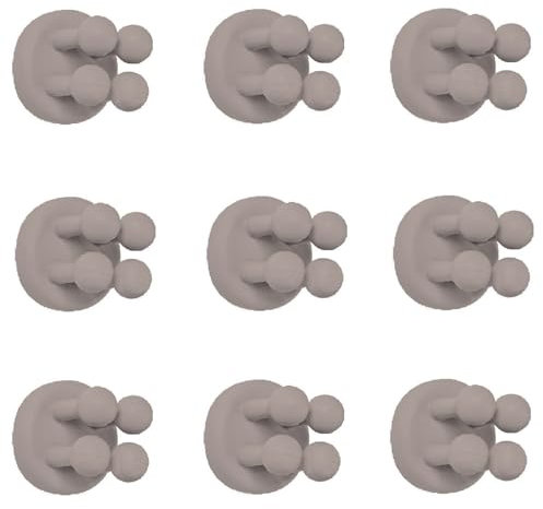 TECBULL® Funny Hooks Zahnbürstenhalter, Rasierer Halter Dusche, Halterung ohne Bohren, Zahnbürstenhalterung selbstklebend (9X Graubraun)