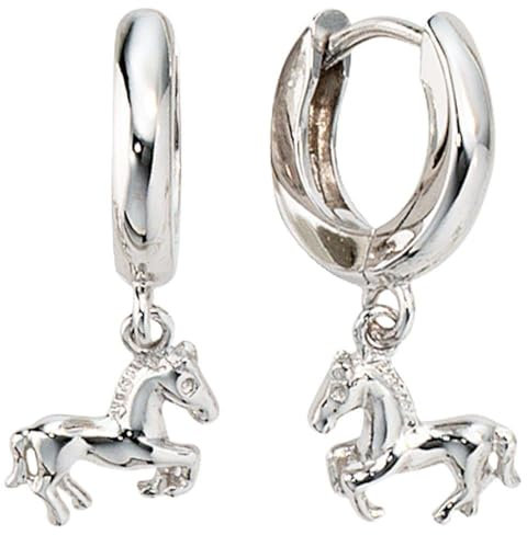 Creolen Creole Ohrringe Pferd Pferde 925 Silber Klappmechanik Damen Kinder