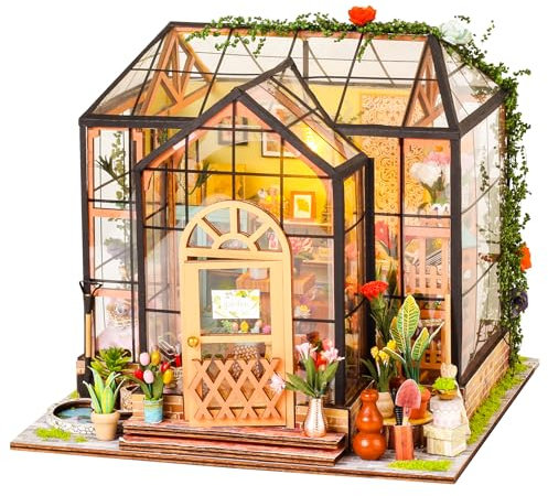 DIY Miniatur Haus, Blumenladen Handwerk Puppenhaus Kit Modell Puppenhaus Bastelset Geburtstag Geschenke für Erwachsene Frauen Mädchen Jennys Blumenhaus 