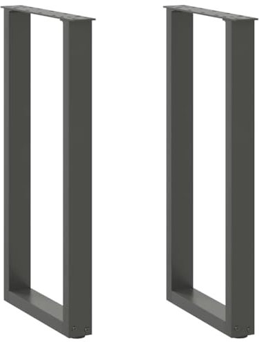 WKIEQACO Tischzubehör, Tischbeine, Couchtisch Beine U-förmig 2 Stück Anthrazit 38x (72-73) cm Stahl
