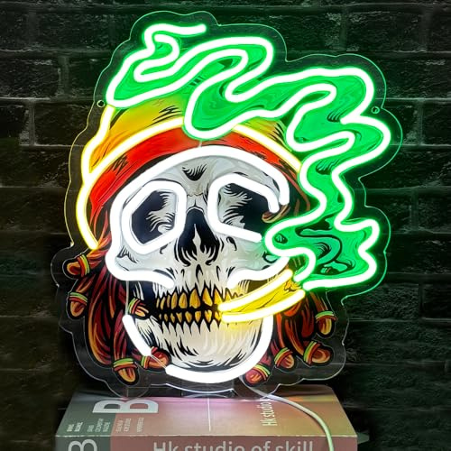 RuCvixkt Skull Neon Schild, Halloween Skull LED Neon Neonlicht für Game Room Wand Dekor, USB Leuchtschilder Neon Licht für Mann Höhle Bier Bar Club Spielraum Halloween Party Dekor Geschenke