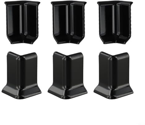 babominimer Set di blocchi angolari per battiscopa per bordi alti 5,4 cm, 6 connettori per angoli interni ed esterni, decorazione per base da parete, in 6 colori (S nero)