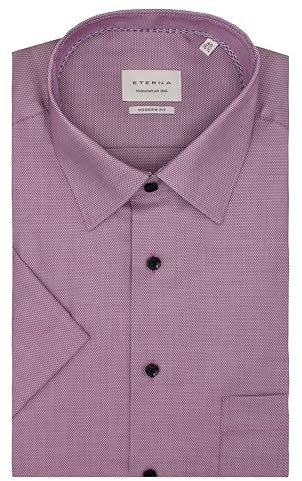 ETERNA Herren Kurzarm Hemd MODERN FIT | Flieder | Struktur | 100% Baumwolle | Kentkragen Gr. 44