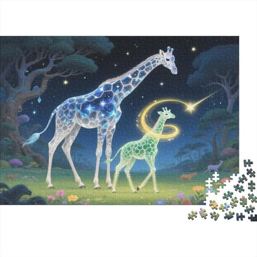 Puzzle Adulte 1000 Pièces Girafe dans la forêt Profonde 3D, Puzzle en Bois, Adultes Et Enfants À Partir De 14 Ans, Hands on Game, Art De La Décoration Moderne, Cadeau Famille 1000pcs (75x50cm)