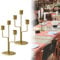 OdiuK Kerzenständer Gold, 2 Stück Kerzenhalter Stabkerze 3-Armig Metall Vintage Kerzenleuchter 23cm Hoch Stabkerzenhalter, Kerze Stand für Hochzeit Tisch Candle Light Dinner Jubiläum