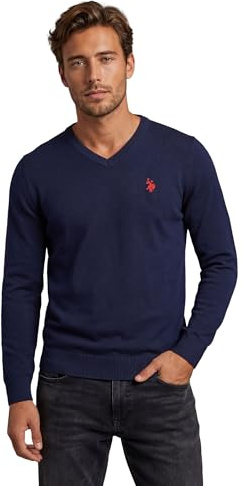 U.S. POLO ASSN. Herren Pullover (S-3XL) Classic Fit V-Neck Langarm Casual Sweatshirt P006