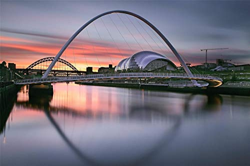 500 Piece Jigsaw Puzzle, Quayside Newcastle Upon Tyne England, for Kids and Adults, Fun Custom Assembly Game 52x38CM