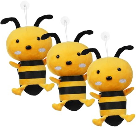 WOONEKY 3 Stück Plüsch Biene Kuscheltier Gefülltes Bienen mit Weichem Baumwollstoff Dekoratives Plüschkissen für Babygeschenk Tragbares und Hautfreundliches Kuscheltier