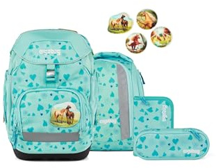 ergobag Schulranzen-Set Pack Set | Ergonomischer Schulrucksack, flexibles 6-teiliges Set für die 1. Klasse Grundschule, geeignet für Mädchen und Jungen