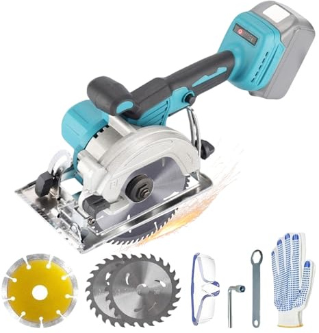 Akku-Kreissäge für Makita 18V Lithium-Akku, Bürstenlose Akku Handkreissäge mit 2 Sägeblättern(125mm), 6200RPM Mini-Kreissäge Einstellbarer Schnittwinkel & Tiefe (ohne Akku)