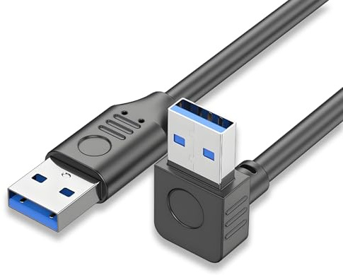 Leloco USB 3.0 Kabel 0,5m, 90 Grad Winkel USB A Stecker auf A Stecker Datenkabel Verbindungskabel Kompatibel mit HDD, Drucker, Festplattengehäusen, Kameras, DVD, Laptop usw (Aufwärtsbeugung)
