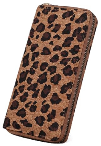 ROKZELT Portefeuille Femme Grande, Femmes Embrayage avec Plusieurs Emplacements pour Cartes, Imprimé Léopard Tendance