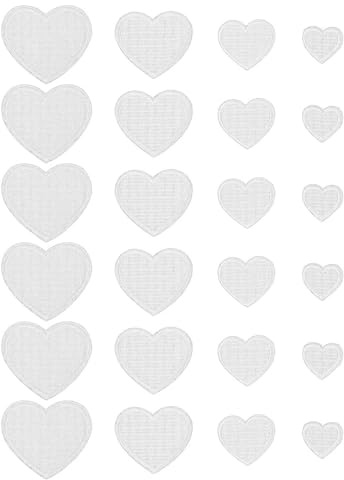WINXMIN 24 toppe termoadesive a forma di cuore da applicare con ferro da stiro, mini toppe ricamate per adulti, cappelli, giacche, jeans, zaini, decorazioni fai da te(Bianco)