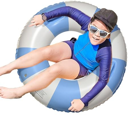 Salvagente per il nuoto – Galleggiante a forma di O da 75–80 cm, materiale in PVC con maniglie, design a strisce antiribaltamento | Galleggiante per giochi d'acqua per adulti, spiaggia estiva, piscina