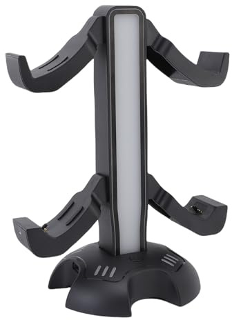 Bewinner Controller Charger Holder 9 RGB Light Modes USB A Type C for Gamers Desktop, Fast Charging Headset Stand Organizer for PC