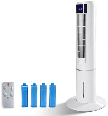 Citybee Turmventilator Leiser - Windentfernung Ventilator mit Kühlung Fernbedienung - 3 Geschwindigkeiten - Stand Ventilatoren für Schlafzimmer - Weiß