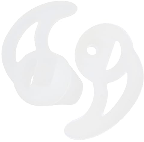 Healeved Silicone Ear Mold Comfortable White Earbud Replacement 1 Pair Fin Shape for Acoustic Tube Earpiece for Coil Tube Audio Kits, for Vigorous Exercise