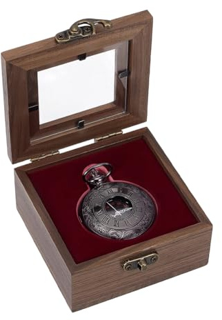 UNICRAFTALE Holz Taschenuhr Etui Einzeluhr Geschenkbox Mit Acrylglas Fenster Und Samt Innen Kamele Quadratische Uhrenbox Reiseetui Organizer Für Männer Frauen 9x10.1x4.5cm