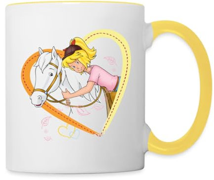 Spreadshirt Bibi Und Tina Sabrina Herz Tasse Zweifarbig, One size, Weiß/Gelb