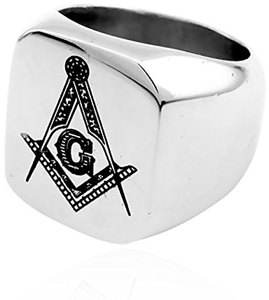 Autiga Freimaurer Ring Herren Edelstahl Winkel Zirkel Masonic Siegelring