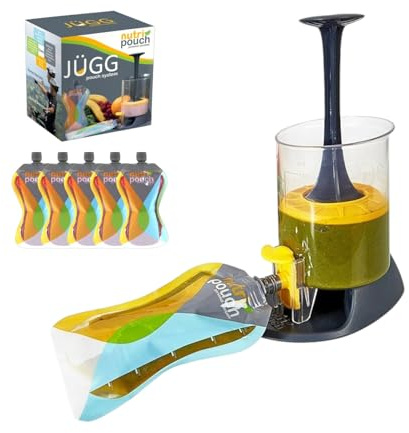 Nutripouch Smoothie Maker System with 5 Reusable Pouches & Recipe Book - Make & Store Homemade Smoothies, Juices, Energy Drinks, Soups & Protein Shakes - Ideal for Slimming, Fitness, Meal Prep