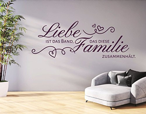 tjapalo® S-pkm74 Wandtattoo Liebe Ist Das Band, Das Diese Familie Verbindet - Für Esszimmer, Flur, Wohnzimmer - Wandsticker Sprüche Modern B100xH34