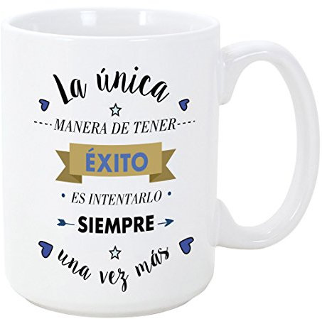 MUGFFINS - Tazze da Colazione Originali con Frasi motivatrici, l'unico Modo di Avere Successo è Cercare Sempre Una Vez in più, 350 ml - Tazze con messaggi moti